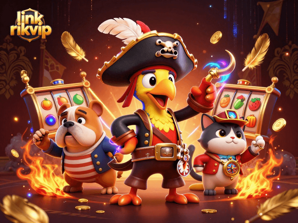 Experience exciting gaming at link rikvip with a vibrant 3D casino scene featuring iconic characters.
