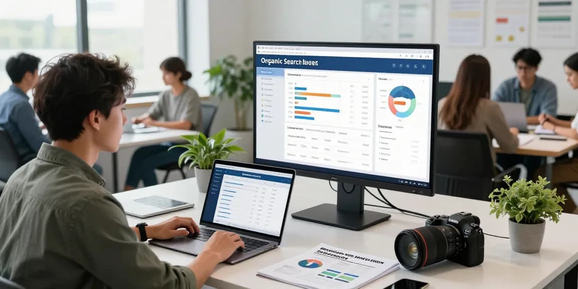Analyzing pbn links in a modern office with digital marketing strategies.