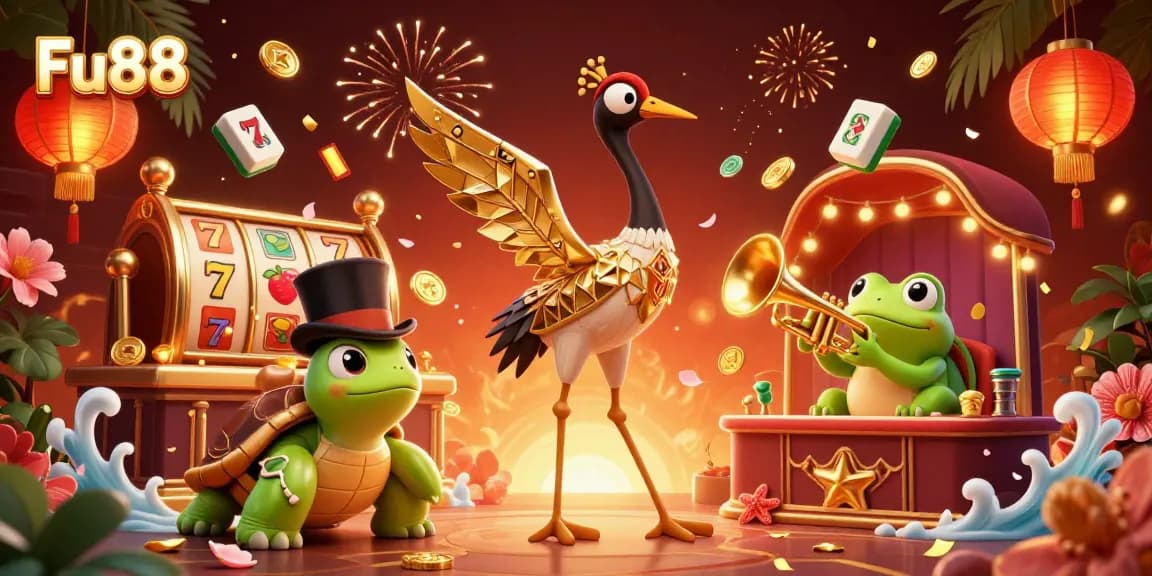 Engage in the thrilling world of Fu88 with playful characters and dynamic casino elements.