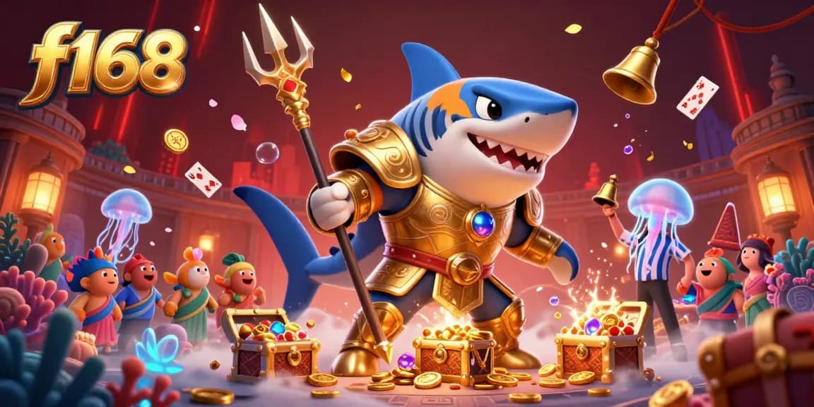 Experience thrilling action with the f168 casino as a tiger shark battles in a colorful underwater arena.