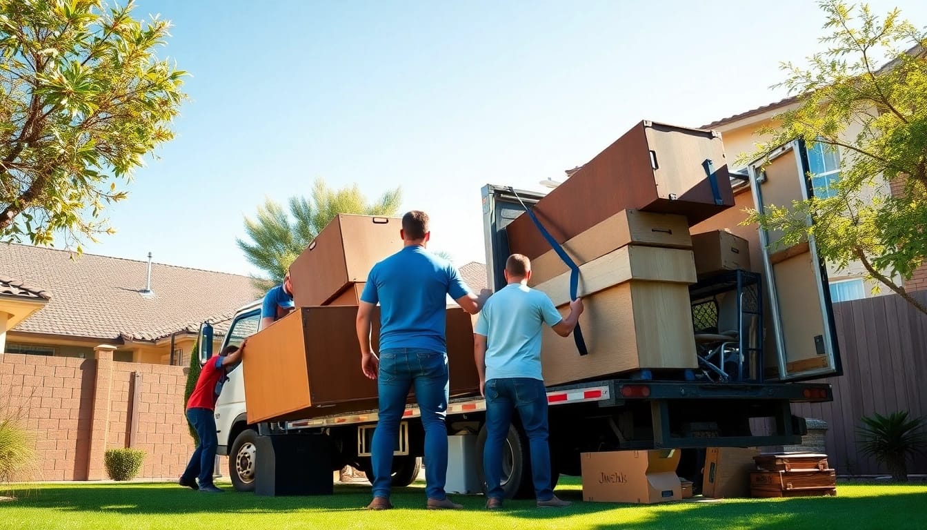 Junk removal Phoenix AZ team efficiently clears clutter from a residential area.