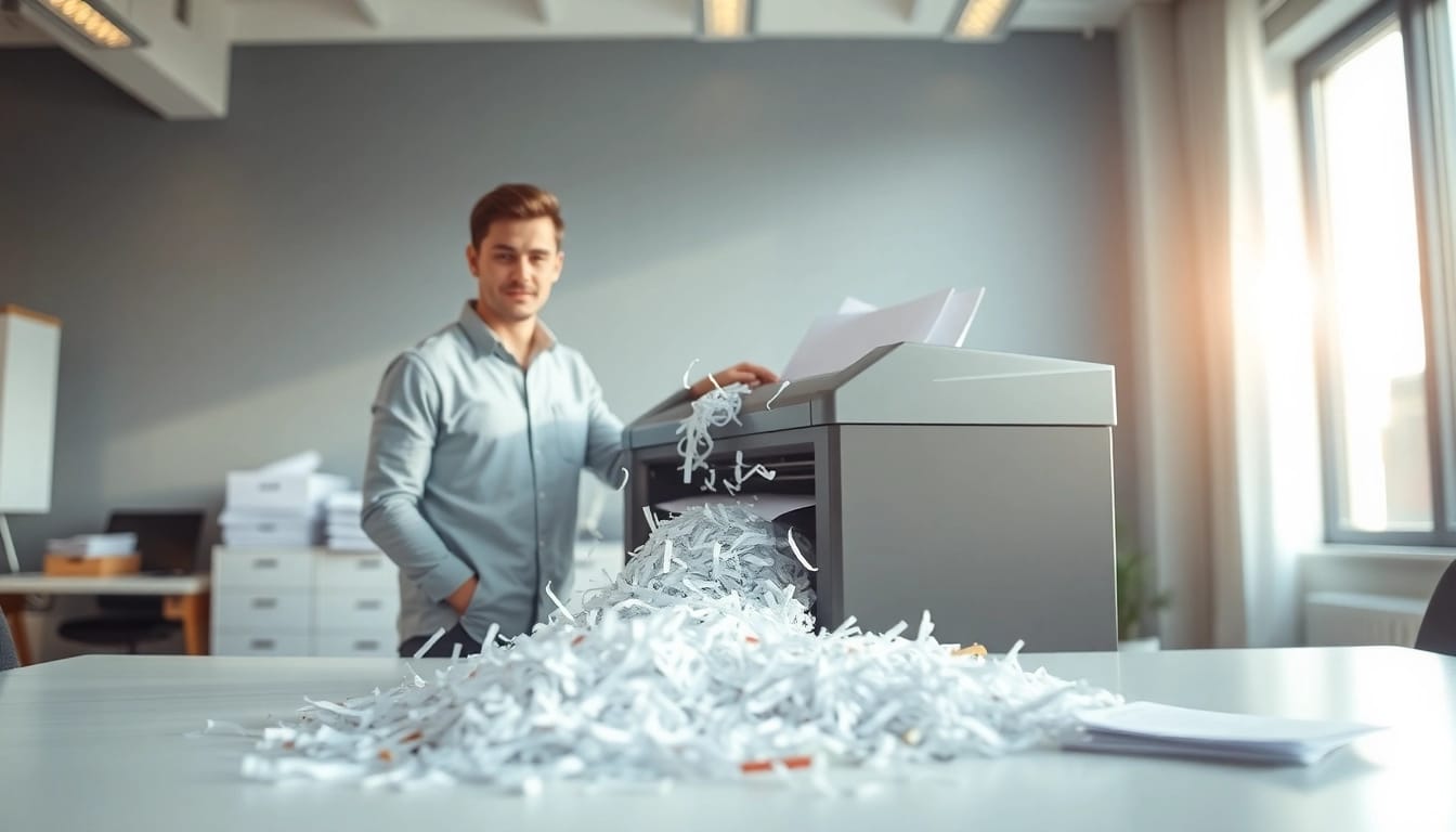 Securely handling affordable shredding services near me with a professional technician in action.