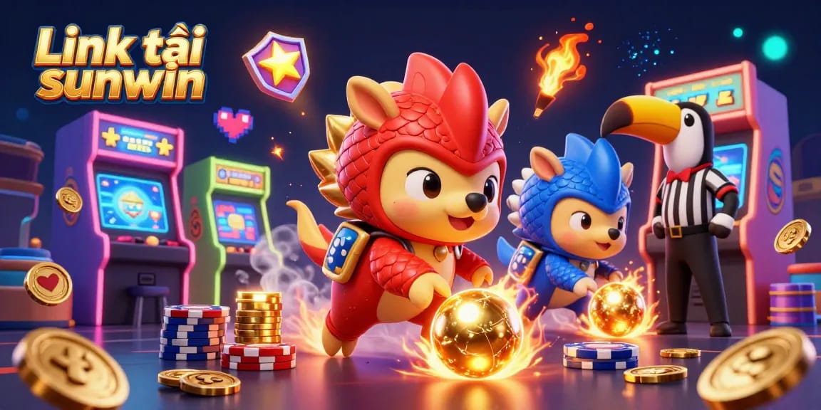Engage with the excitement of Link tải sunwin by watching rival pangolins compete in a vibrant casino-themed scene.