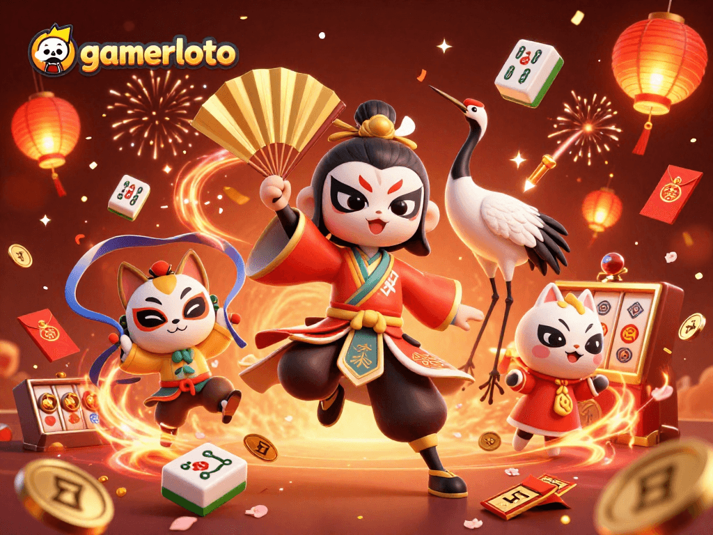 Experience gamerloto excitement through a vibrant 3D casino illustration featuring lucky symbols and dynamic elements.