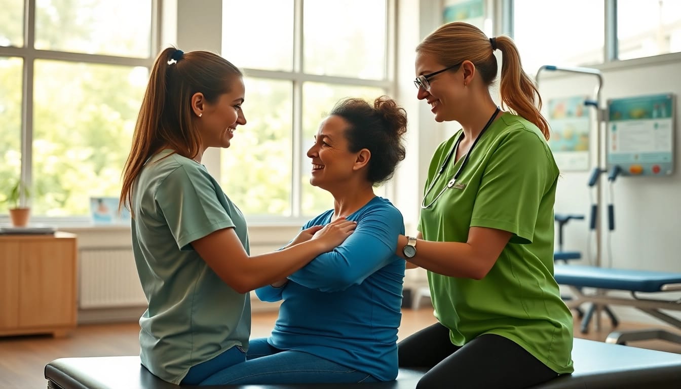 Engaging physiotherapy session in Edmonton, highlighting hands-on techniques and wellness.