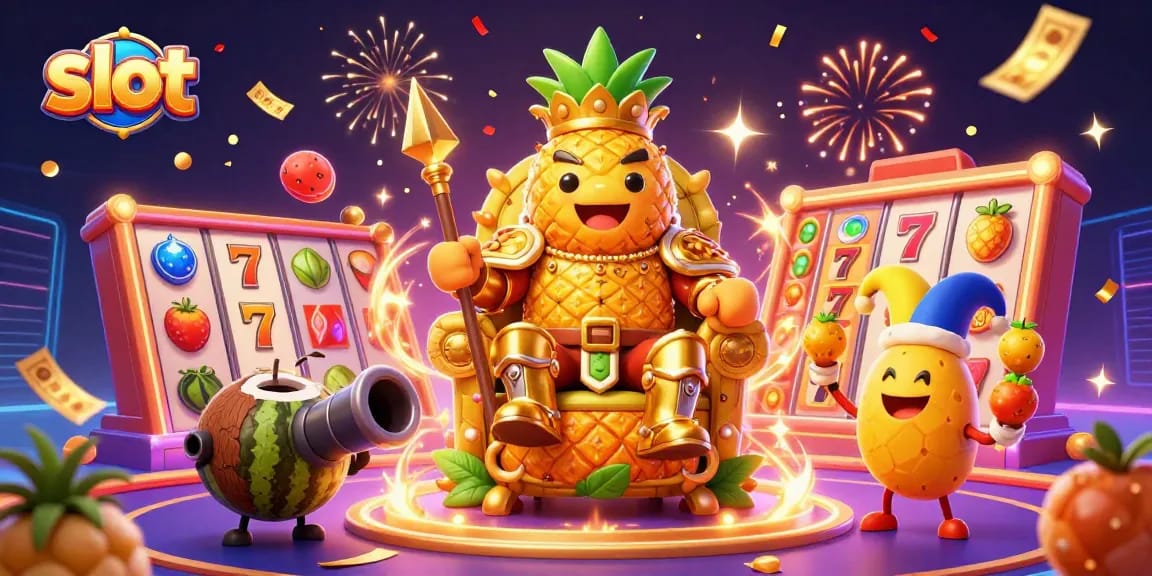 Win exciting slots with dynamic characters and vibrant elements in this colorful casino illustration.