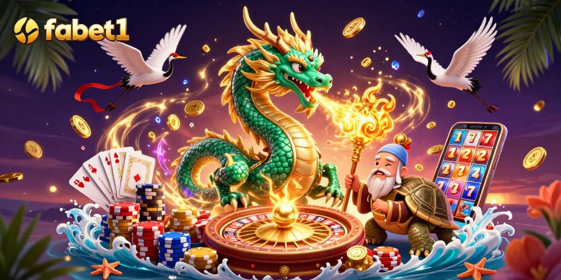 Engage in fabulous wins with fabet1 as the jade dragon breathes golden fire amidst casino splendor.