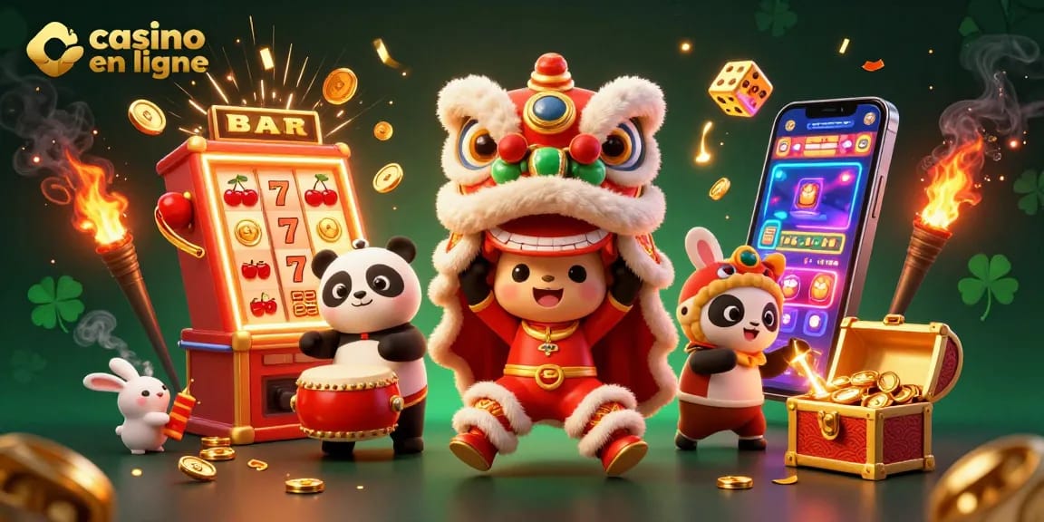 Vivez l'excitation des jeux dans un casino en ligne avec cette illustration festive.