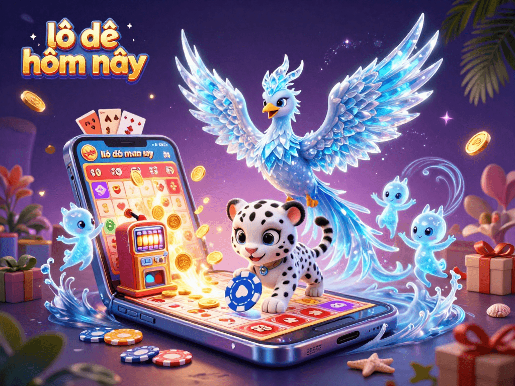 Play lottery with lô đề hôm nay, featuring a lively ice phoenix and poker chip.