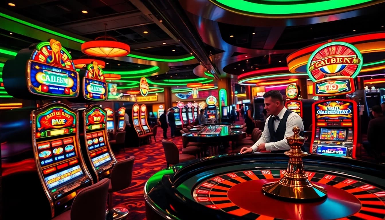 Rasakan keseruan bermain emasputihtoto dengan mesin slot glamor di kasino yang ramai.