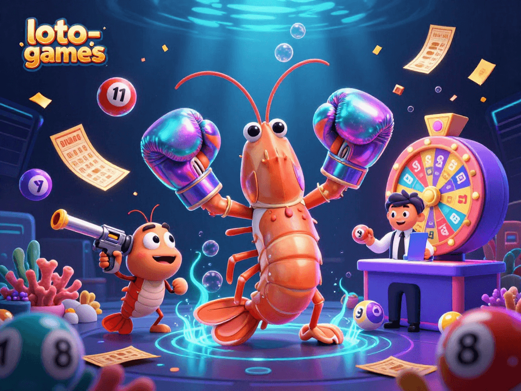 Experience exciting loto-games with colorful lottery elements and dynamic characters in an energetic scene.