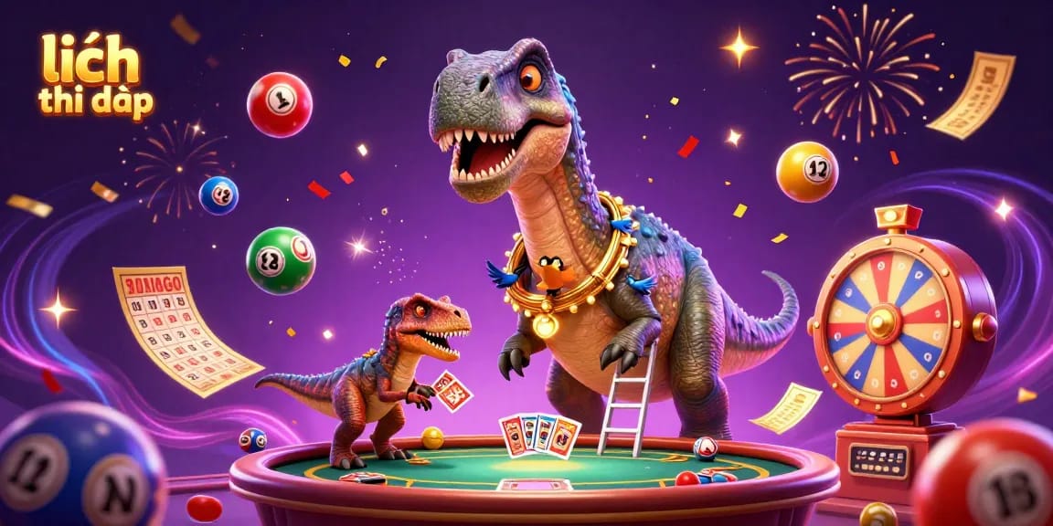 Engage with lịch thi đấu featuring a giant brontosaurus and clever raptor in this interactive casino scene.