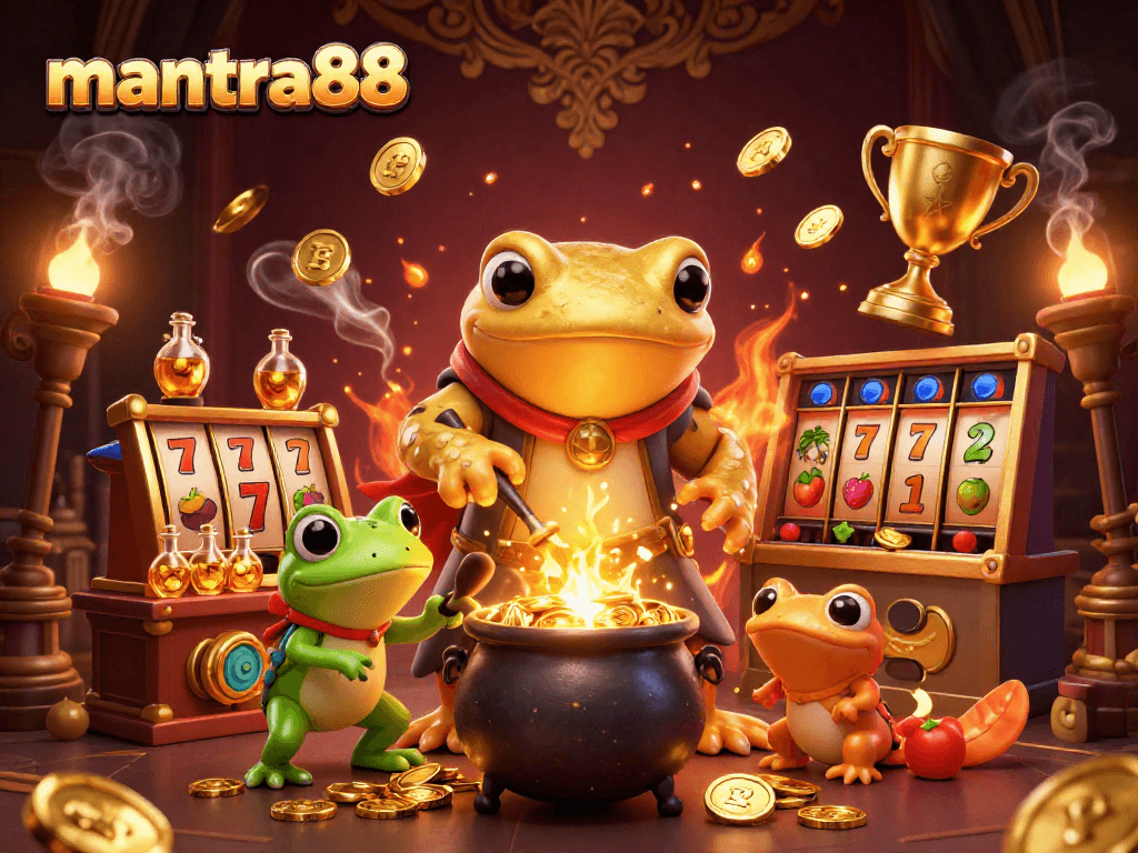 Experience exhilarating gaming action with mantra88 in a vibrant animated casino scene.