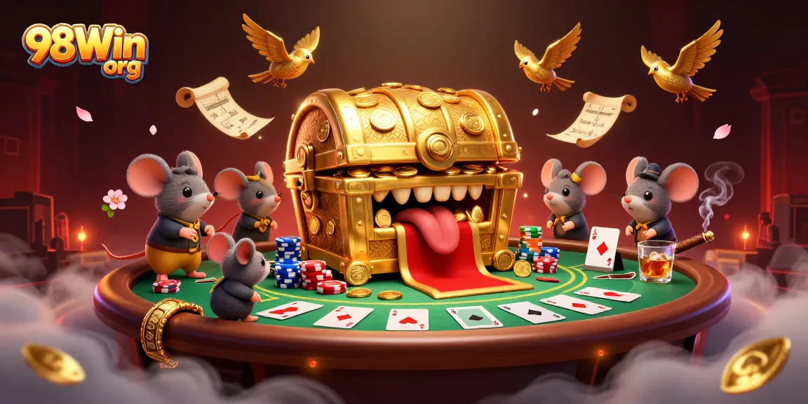 Experience excitement at 98Win org with thrilling poker elements and a treasure chest adventure.
