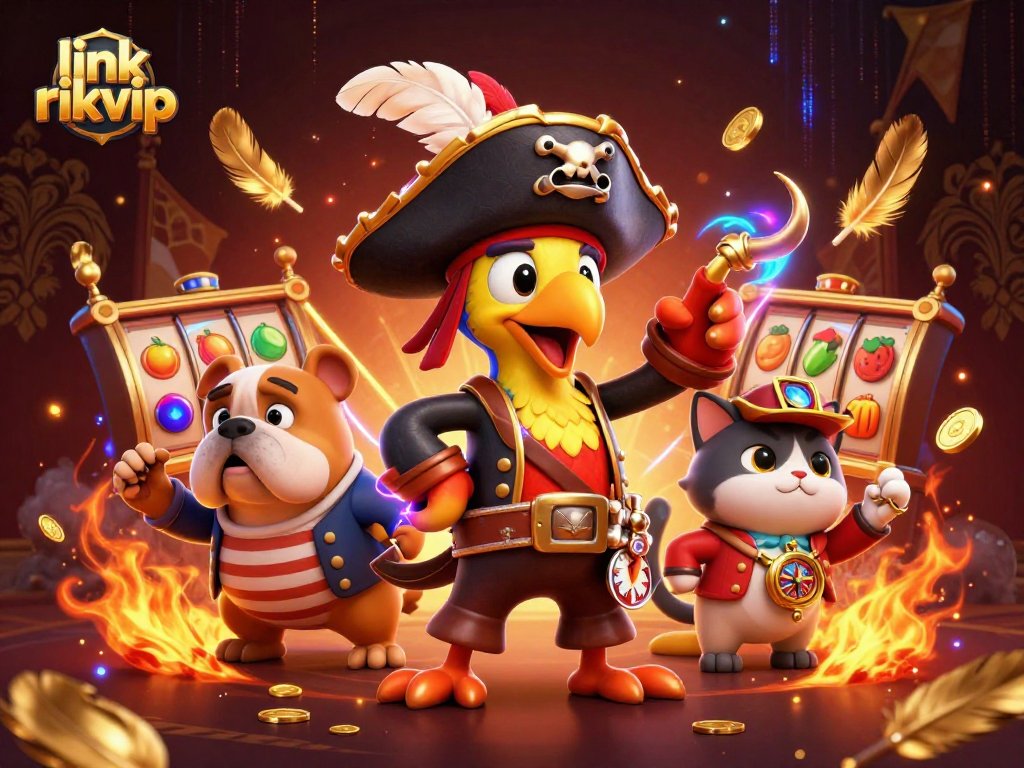 Experience exciting gaming at link rikvip with a vibrant 3D casino scene featuring iconic characters.