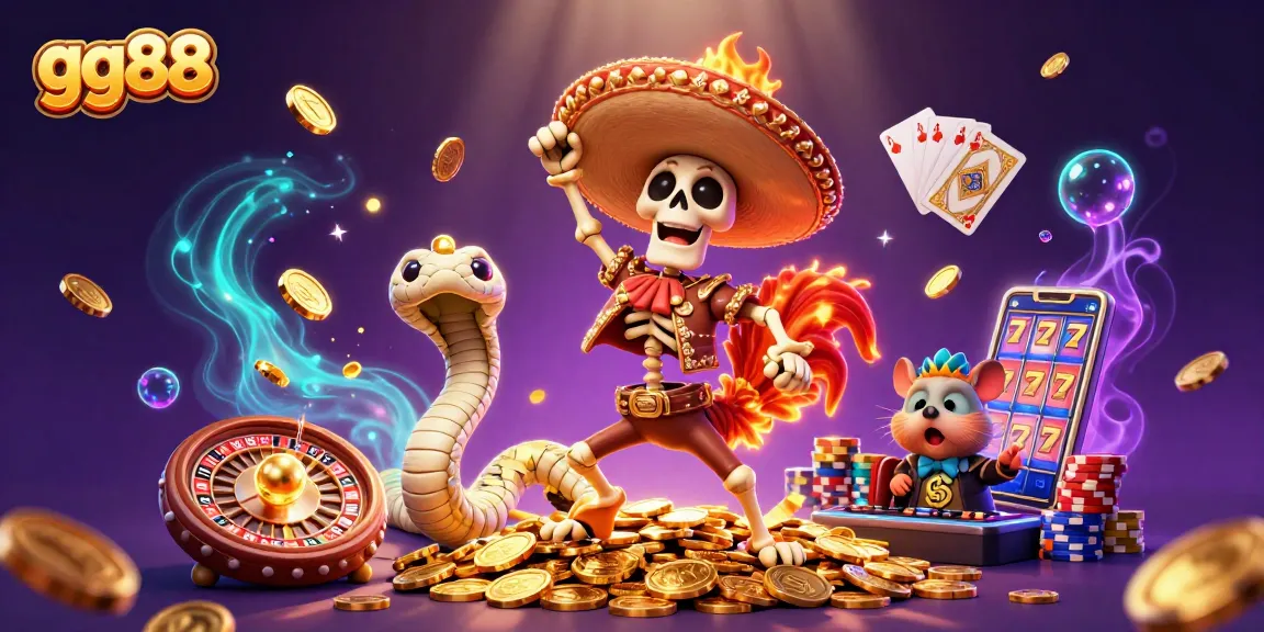 gg88 showcases a vibrant victory dance scene with characters and dynamic casino elements.