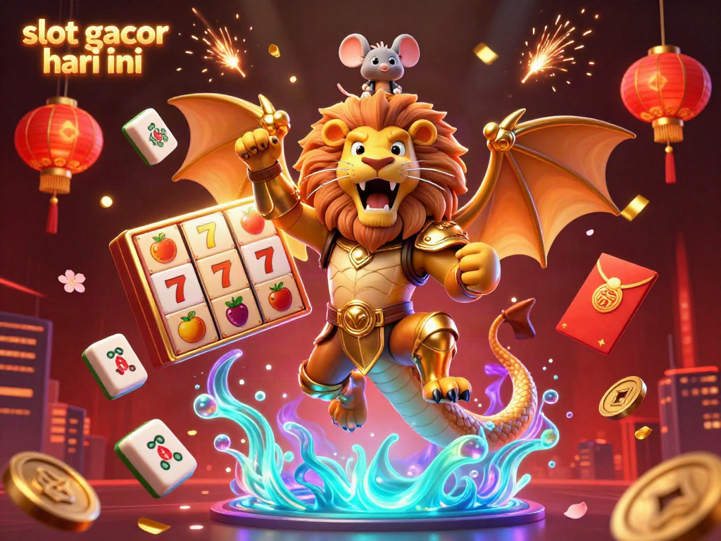 Experience slot gacor hari ini with exciting slot reels and vibrant creature action in this 3D illustration.