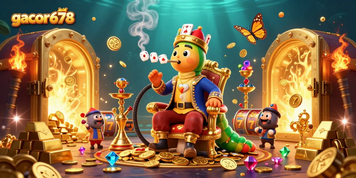 Experience thrilling slots at gacor678 with vibrant characters and golden treasures in an underwater scene.