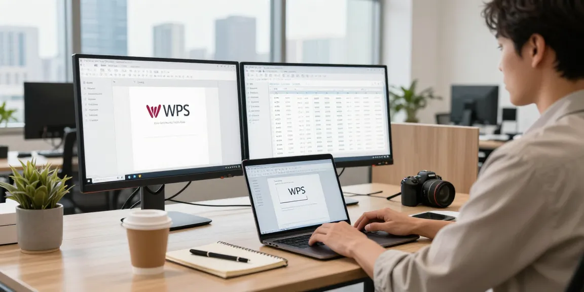 使用WPS软件的现代办公空间,专业人士在温馨明亮的环境中高效工作。