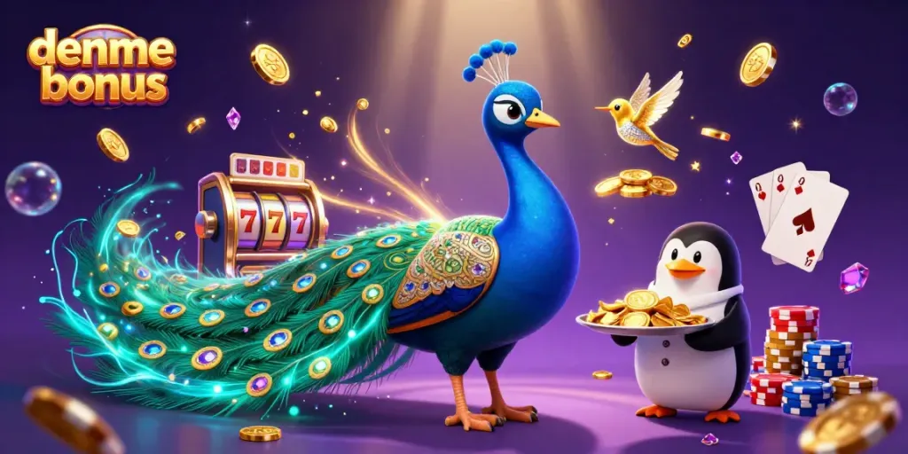 Engage with the deneme bonus opportunities in a vibrant casino scene featuring rich characters and gaming elements.