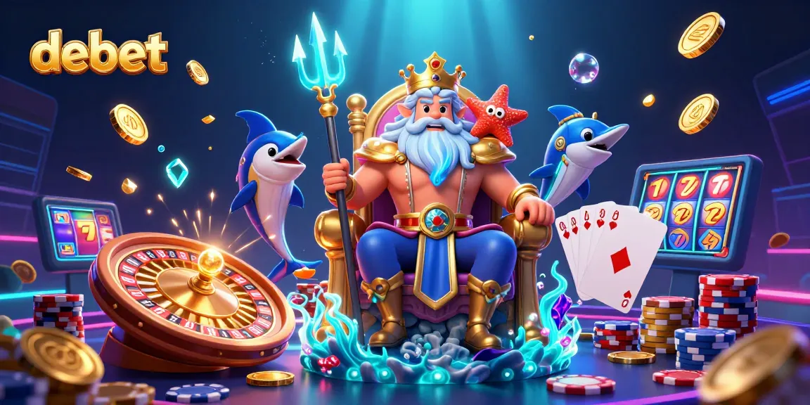 Experience debet gaming thrills with Neptune and samurai amidst rich casino elements.