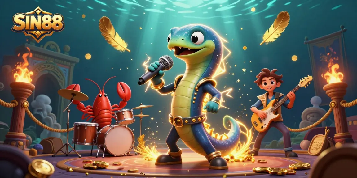 SIN88 players experience an exciting underwater casino show with an electric eel DJ and friends
