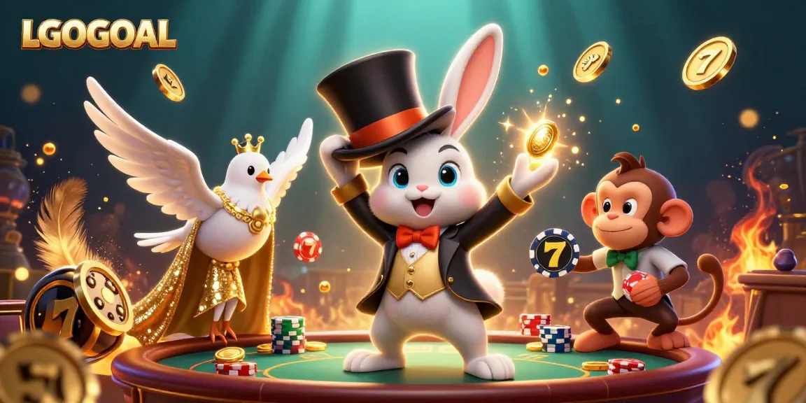 Experience LGOGOAL with a magician rabbit, golden coins, and exciting gaming elements