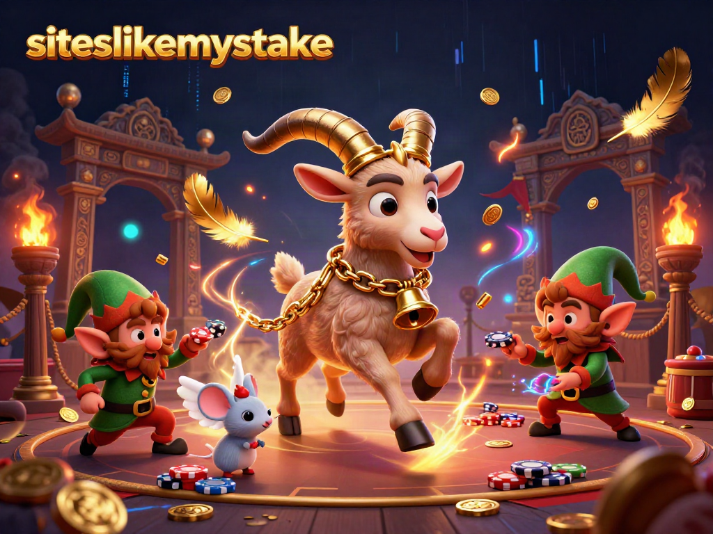 Engage with siteslikemystake, featuring festive 3D characters in a vibrant casino scene.