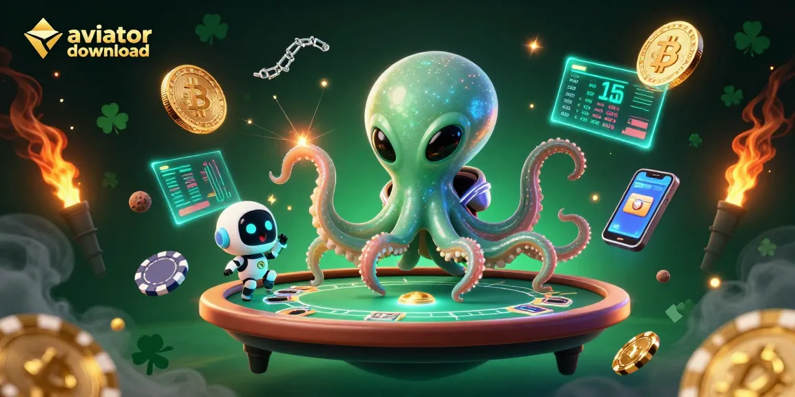Experience the thrill of play with aviator download featuring an octopus and poker chips.