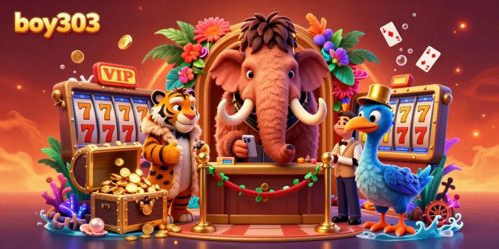 Join the excitement with boy303 slots, featuring vibrant characters and dynamic casino elements.