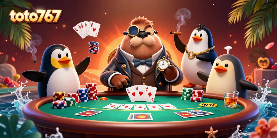 Menangkan permainan poker di toto767 dengan walrus jolly dan dealer penguin yang canggih.