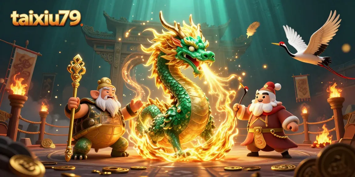 Experience thrilling gameplay with taixiu79 amidst the enchanting 3D dragon and crane scene.