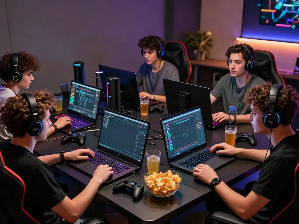 Excited gamers engaging with the HARGATOTO online interface, reflecting community and online gaming culture.