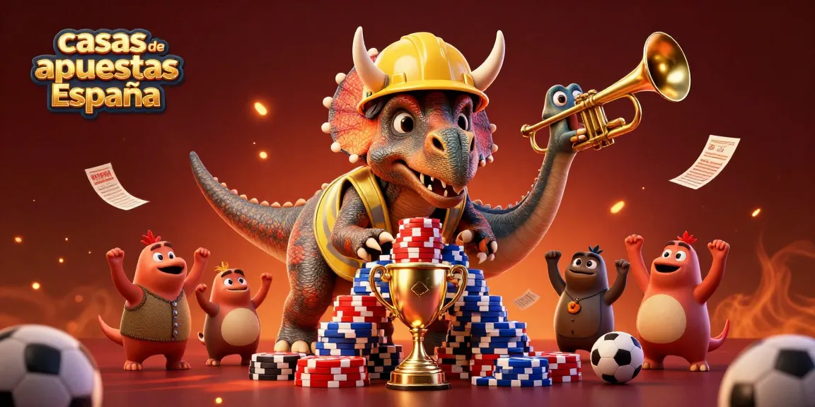 Casas de apuestas España celebrando con un triceratops, creatividad y emoción en la apuesta.