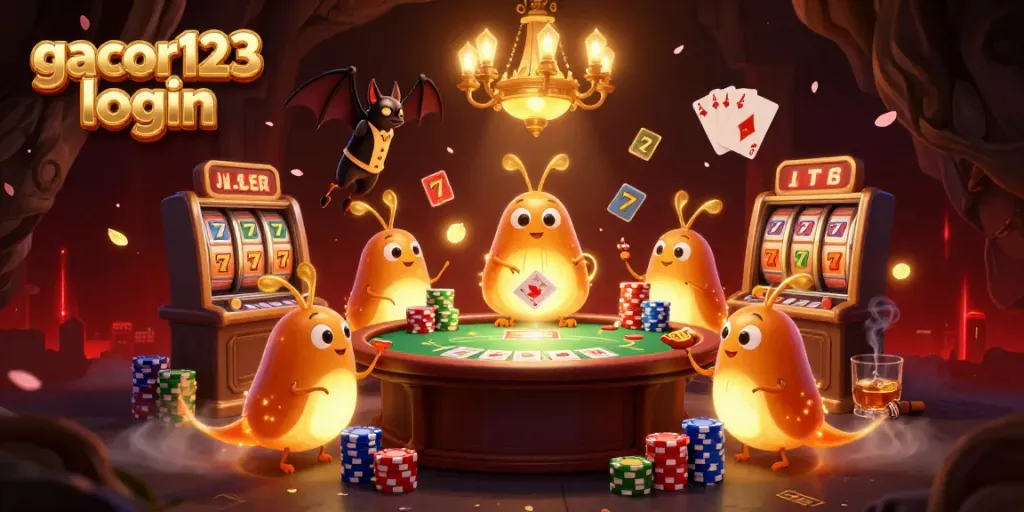 Experience thrilling games like gacor123 login at this lively cave casino, illuminated by glowworms in action.