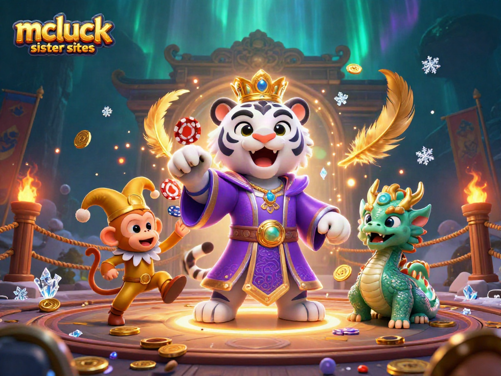 Experience the thrill of mcluck sister sites in this vibrant 3D casino themed illustration.