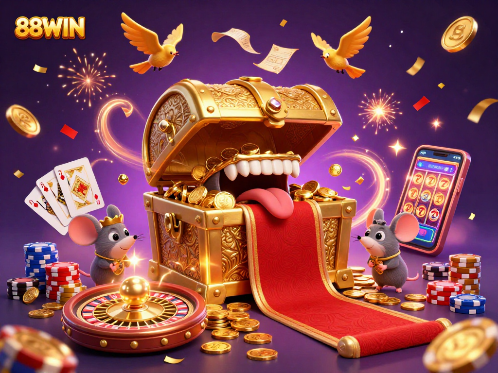 Experience the thrill of casino adventures with 88WIN's exciting gaming elements and vivid design.