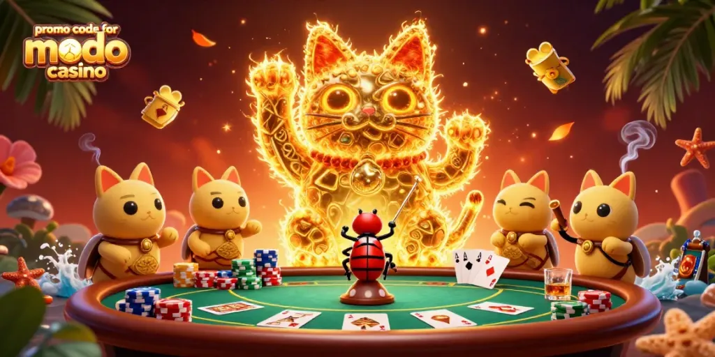 Claim exciting rewards with the promo code for modo casino and immersive 3D casino art.