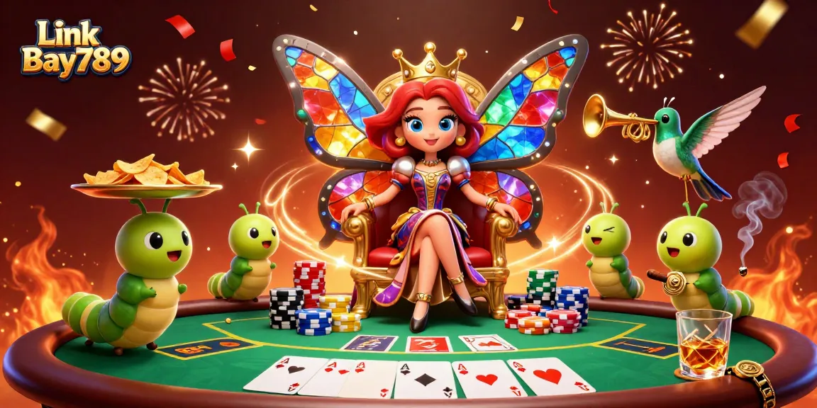 Engage in splendid gaming adventures with Link Bay789, featuring colorful casino elements in a vibrant atmosphere.