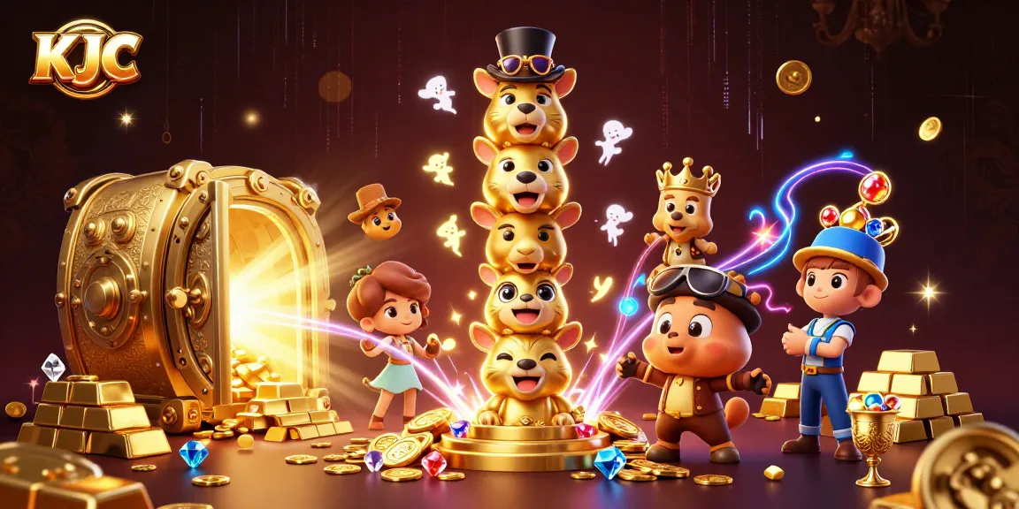 KJC brings excitement to players with a vibrant 3D casino scene featuring golden treasures and dynamic totem pole.