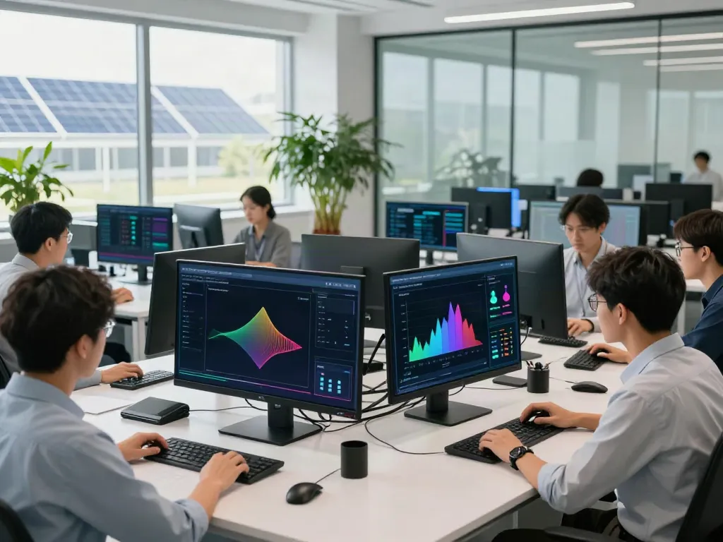 Collaborative team in a modern workspace focusing on AI Token Economy infrastructure.