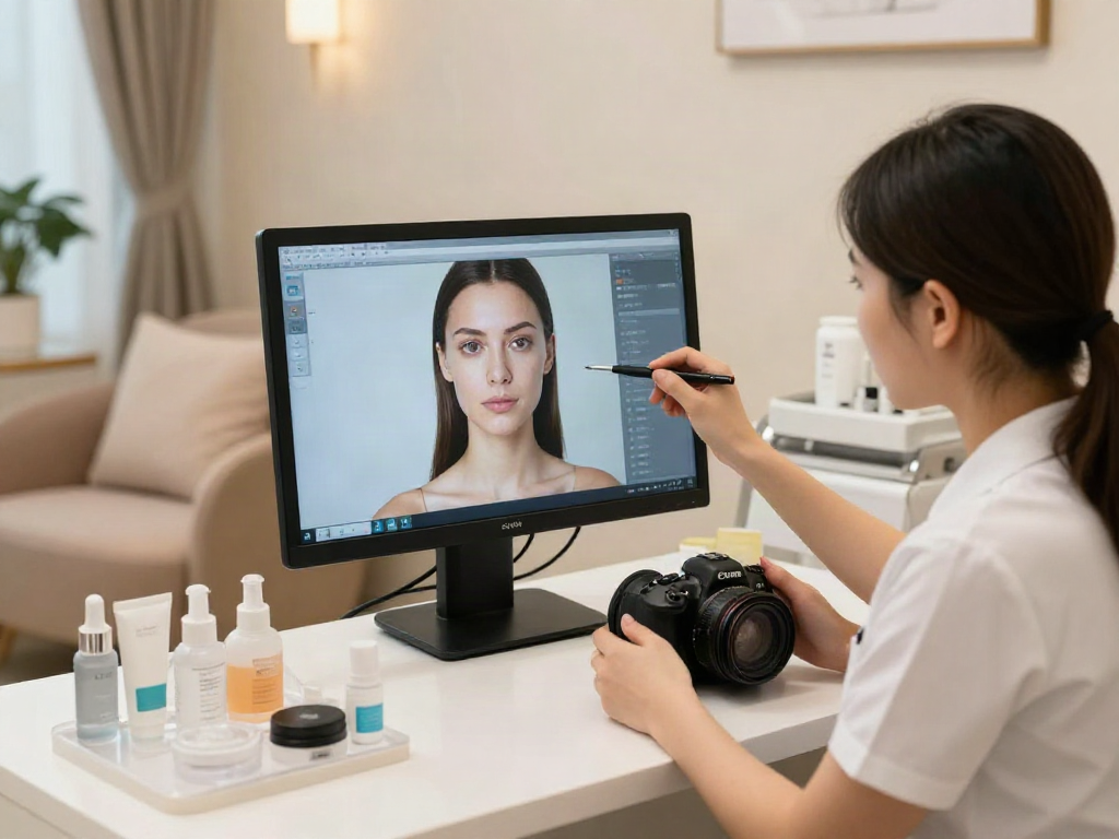 ClinicEvo better than QOVES: professional facial analysis in modern clinic with advanced software.