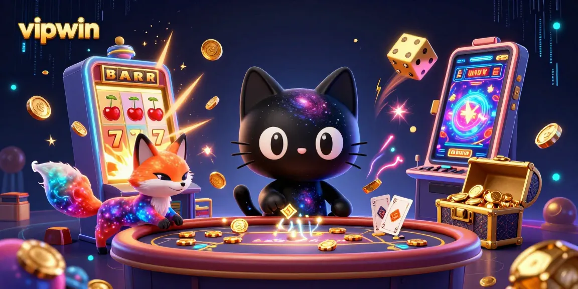 Experience the thrill of vipwin with a captivating cosmic casino scene filled with vibrant gaming energy.