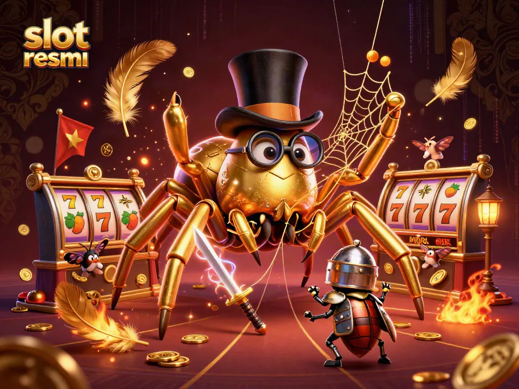 Engage with slot resmi gameplay featuring a golden tarantula weaving dreams of jackpots.