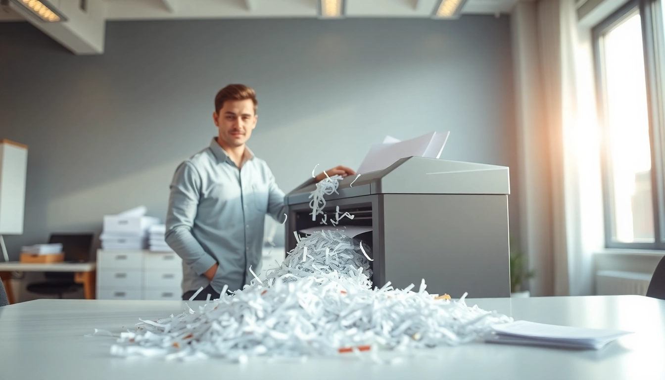 Securely handling affordable shredding services near me with a professional technician in action.