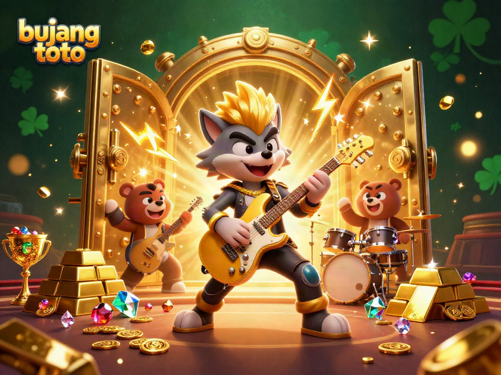 Experience the excitement of bujang toto with a vibrant casino scene featuring cartoon characters in action.