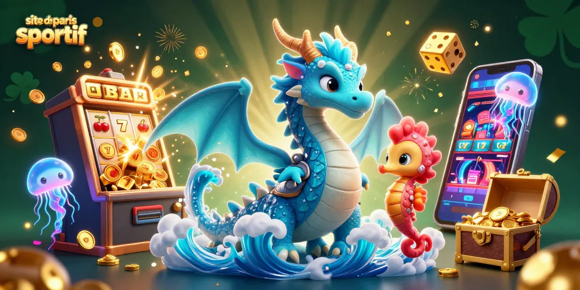 Pariez sur les meilleures cotes sur le site de paris sportif avec un dragon et un chevalier sous-marin dans un monde vibrant.