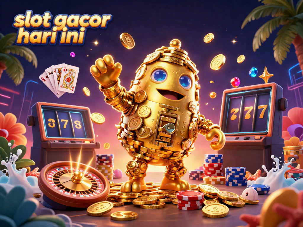 Experience the excitement of slot gacor hari ini with dynamic golden elements and colorful casino symbols.