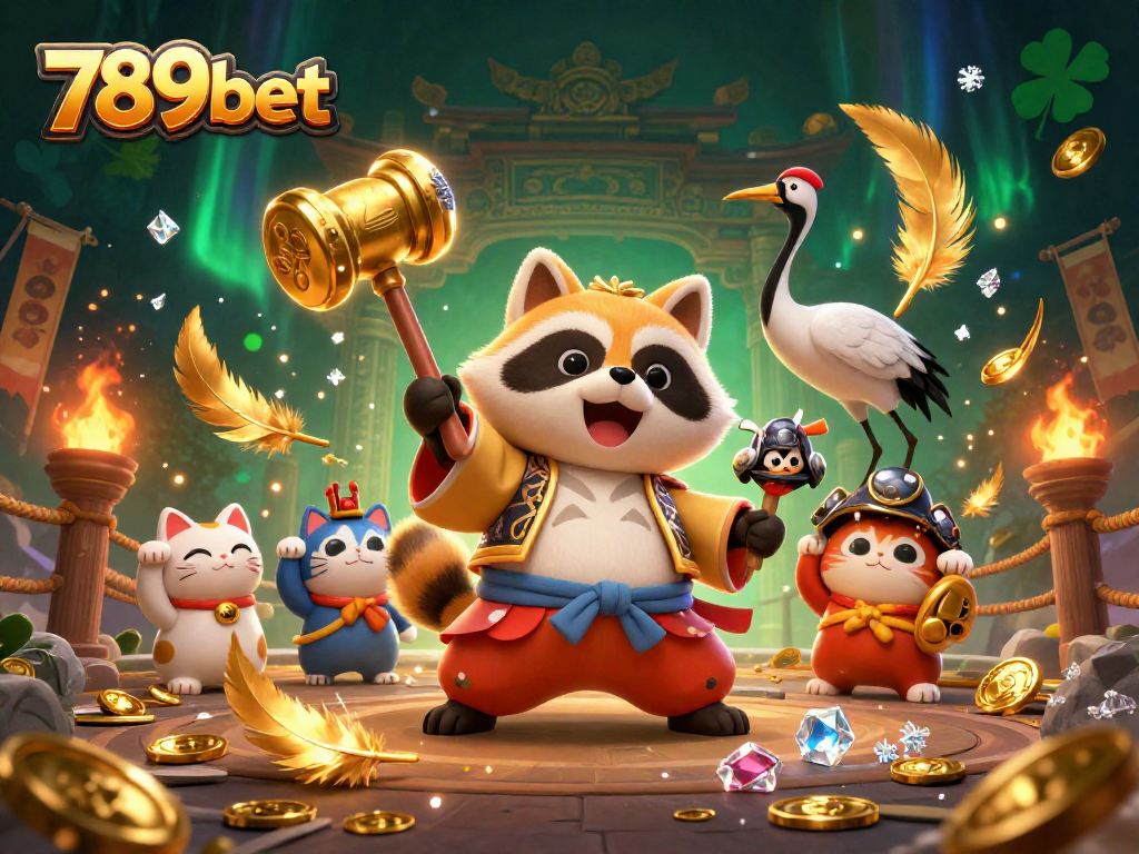 Engage in thrilling gaming experiences with 789bet featuring a vibrant festive scene filled with lucky symbols.