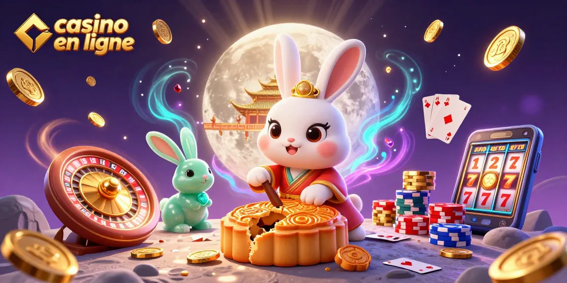 Faites l'expérience du casino en ligne avec un lapin de lune et des jetons de poker.
